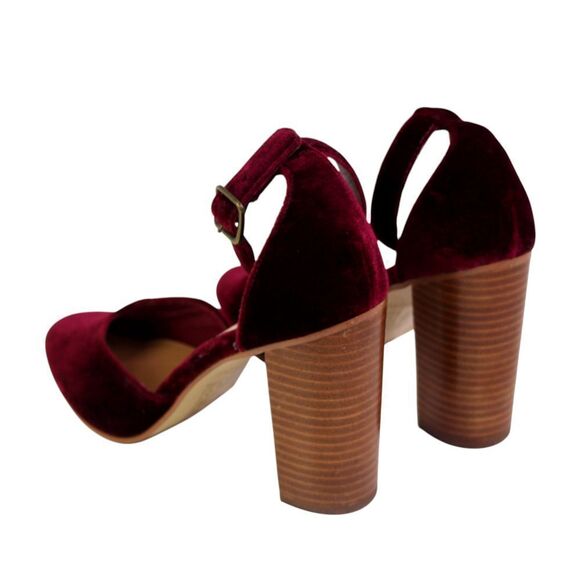 Soludos BURGUNDY DARK RED VELOUR HIGH HEEL ALMOND TOE SLINGBACK SHOES Sz 9/39.5 - Picture 3 of 12